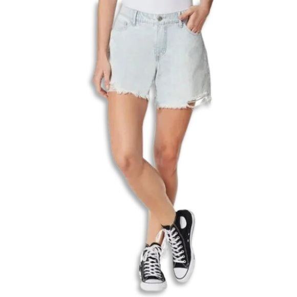 Frayed Denim Cut-Off Shorts High Rise Fit Midi Length Durable Light Blue 29 NWT - Picture 1 of 10